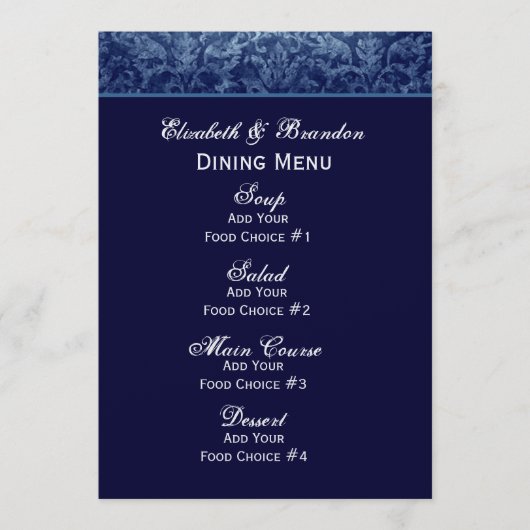 Menu Navy Blue Grunge Wedding (Voorkant)