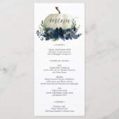 Menu Navy Blue Pumpkin-valsbruiloft of Shower (Voorkant)