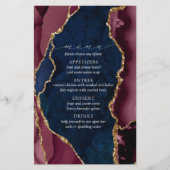 Menu Navy, Bourgogne & Gold Agate Wedding (Voorkant)