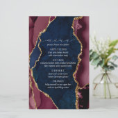 Menu Navy, Bourgogne & Gold Agate Wedding (Staand voorkant)