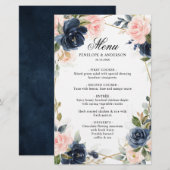 Menu Navy Dusty Blue Blush Geometric Wedding (Voorkant / Achterkant)