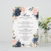 Menu Navy Dusty Blue Blush Geometric Wedding (Staand voorkant)