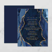 Menu Navy Marble & Gold Agate Wedding (Voorkant / Achterkant)