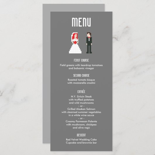 Menu Nerdy 8-bits Bride & Groom (Voorkant / Achterkant)