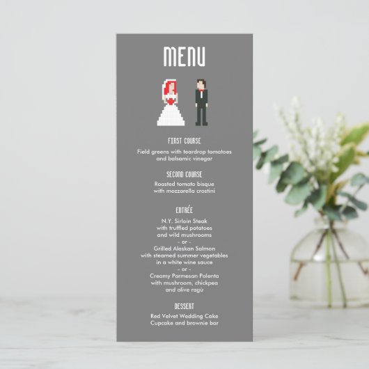 Menu Nerdy 8-bits Bride & Groom (Staand voorkant)