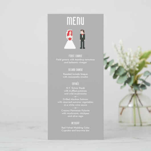 Menu Nerdy 8-bits Bride & Groom (Staand voorkant)