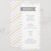 Menu Neutrale stripe Baby shower (Voorkant / Achterkant)