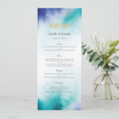 Menu of Programmakaart Turquoise waterverf (Staand voorkant)