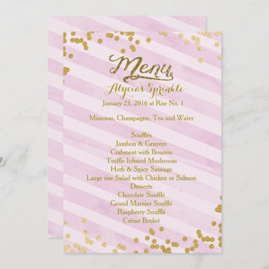 Menu om de Uitnodiging van de Sponk van de Baby aa (Voorkant / Achterkant)