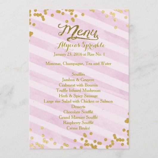 Menu om de Uitnodiging van de Sponk van de Baby aa (Voorkant)