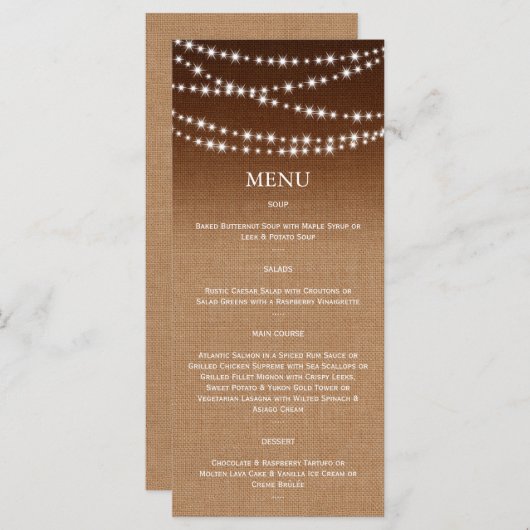Menu Ombre Burlap Twinkle Lights (Voorkant / Achterkant)
