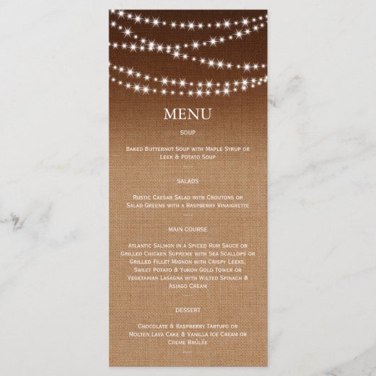 Menu Ombre Burlap Twinkle Lights (Voorkant)