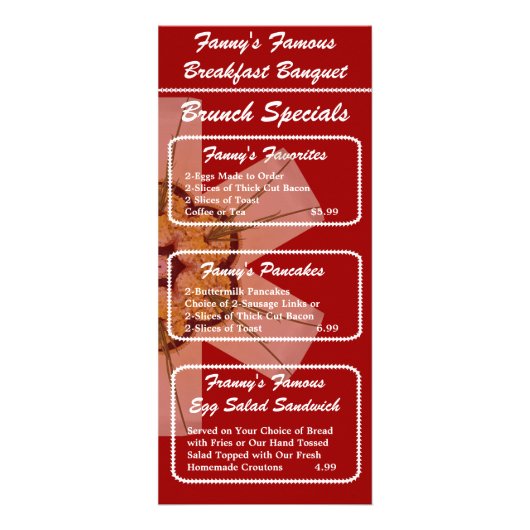 Menu Ontbijtende banquet Brunch (Voorkant)