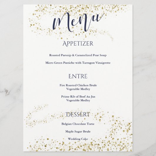 Menu Ontvangst van marineweddenschappen en gouden (Achterkant)