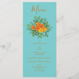 Menu Oranje en Blauwgroen Aqua Peony en Roos Weddi