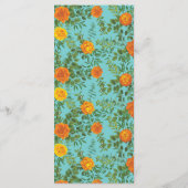 Menu Oranje en Blauwgroen Aqua Peony en Roos Weddi (Achterkant)