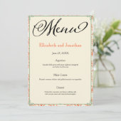 Menu Oranje en Blauwgroen huwelijksontvangst (Staand voorkant)