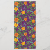 Menu Oranje en Paarse plum Peony en Roos Wedding (Achterkant)