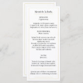 Menú oro Blanco Clásico Bilingüe Español e Inglés Menu (Voorkant / Achterkant)