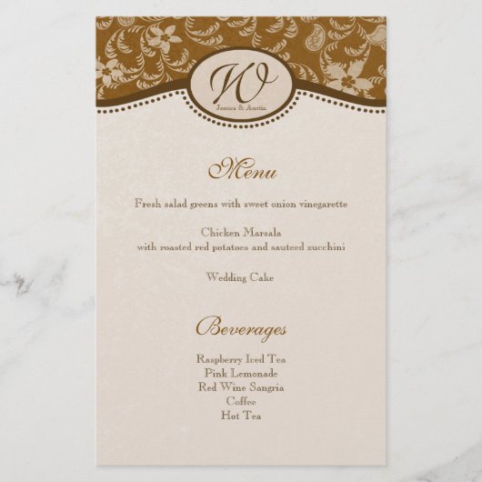 Menu Oude westerse  stijl (Voorkant)