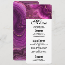 Menu Paarse Amethyst en Gold Abstracte Agate Kaart