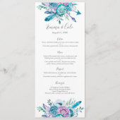 Menu Paarse en blauwe mondelinge bruiloft / Progra (Voorkant)