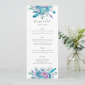 Menu Paarse en blauwe mondelinge bruiloft / Progra (Staand voorkant)