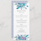 Menu Paarse en blauwe mondelinge bruiloft / Progra (Voorkant / Achterkant)