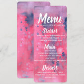 Menu Paarse en roze Waterverf Kaart (Voorkant / Achterkant)