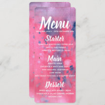 Menu Paarse en roze Waterverf