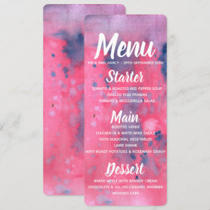 Menu Paarse en roze Waterverf Kaart