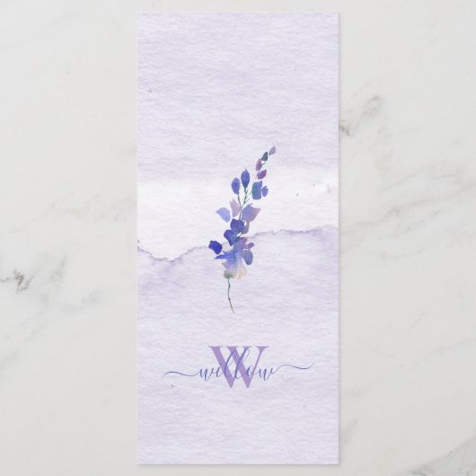 Menu Paarse Waterverf Floral Shower (Achterkant)