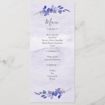 Menu Paarse Waterverf Floral Shower