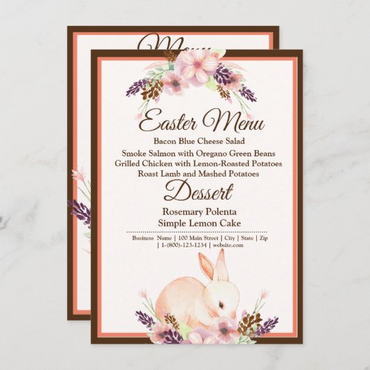 Menu Paasbunny Peach (Voorkant / Achterkant)