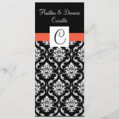 Menu Papaya Monogram Damask Wedding (Voorkant)