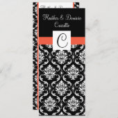 Menu Papaya Monogram Damask Wedding (Voorkant / Achterkant)