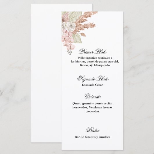 Menu para cualquier evento (Voorkant / Achterkant)