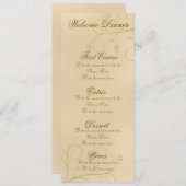 Menu partijfeestmaal | Elegant Dark Ecru Set Kaart (Voorkant / Achterkant)