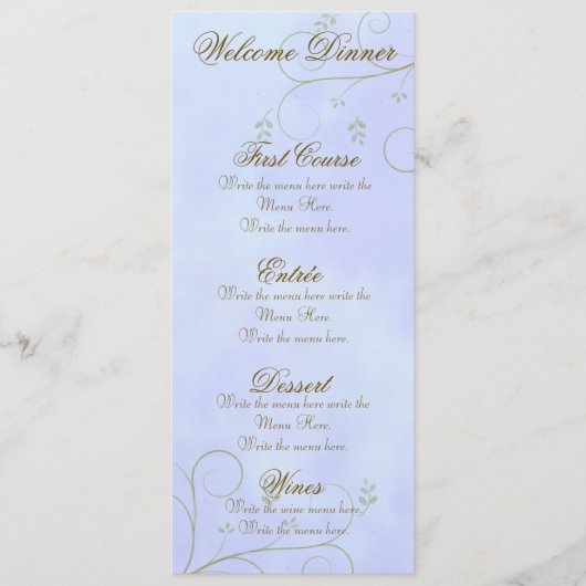 Menu partijfeestmaal | Elegant Light Blue Set (Voorkant)