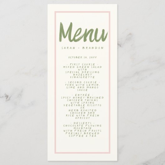 Menu Pastel Handwriting Typography Retro Weddensch (Voorkant)