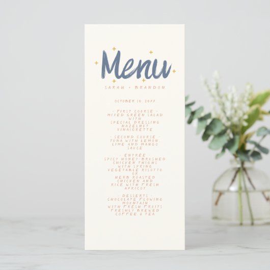 Menu Pastel Handwriting Typography Retro Weddensch (Staand voorkant)