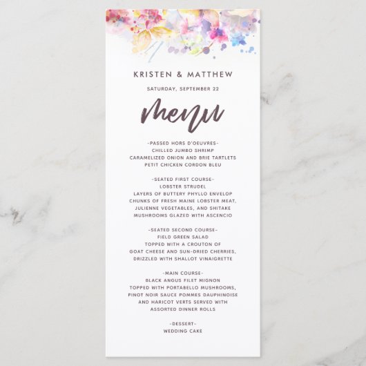 Menu Pastel Waterverf (Voorkant)