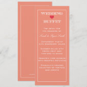 Menu Peach & Red Heart Weddenschap (Voorkant / Achterkant)
