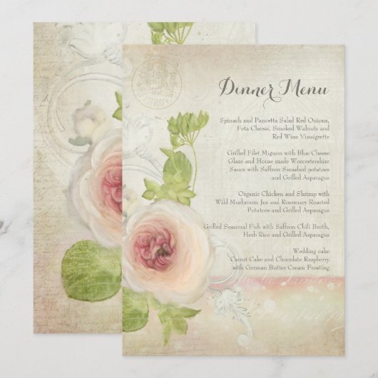  menu Peony Flower Elegant Floral (Voorkant / Achterkant)