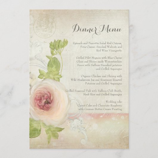  menu Peony Flower Elegant Floral (Voorkant)