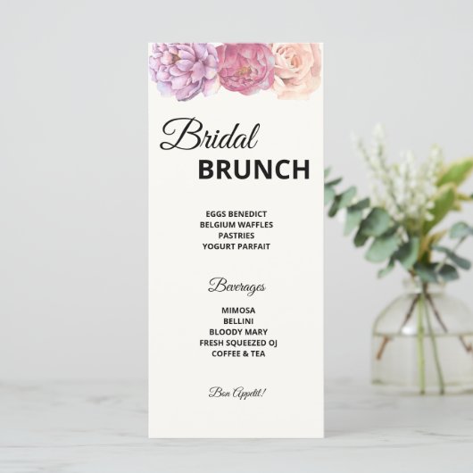 Menu Petals & Prosecco Vrijgezellenfeest (Staand voorkant)