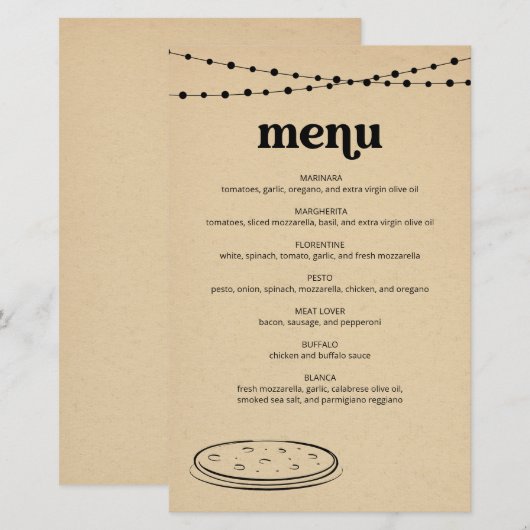 Menu Pizza (Voorkant / Achterkant)