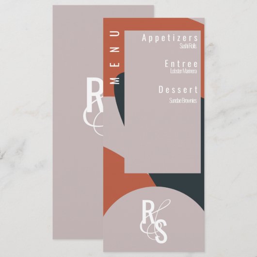 Menu Planner Terracotta Blue Organic Wedding Kaart (Voorkant / Achterkant)