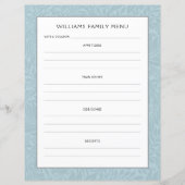 Menu Planner voor familienaam | Blauwe Bloem (Voorkant)