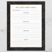 Menu Planner voor familienaam | zwarte bloem (Voorkant)